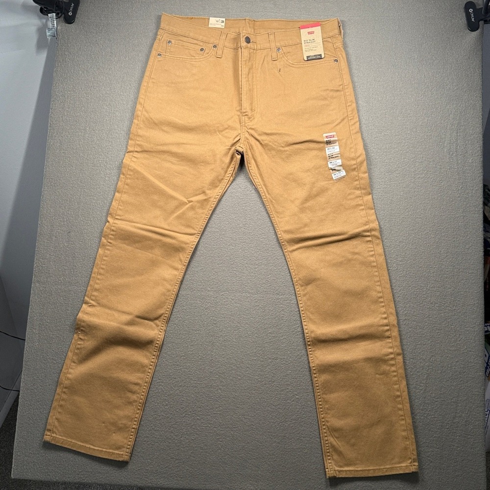 Levi's 513 Slim Straight Pants Mens 36x32 Tan Khaki Stretch 085130424